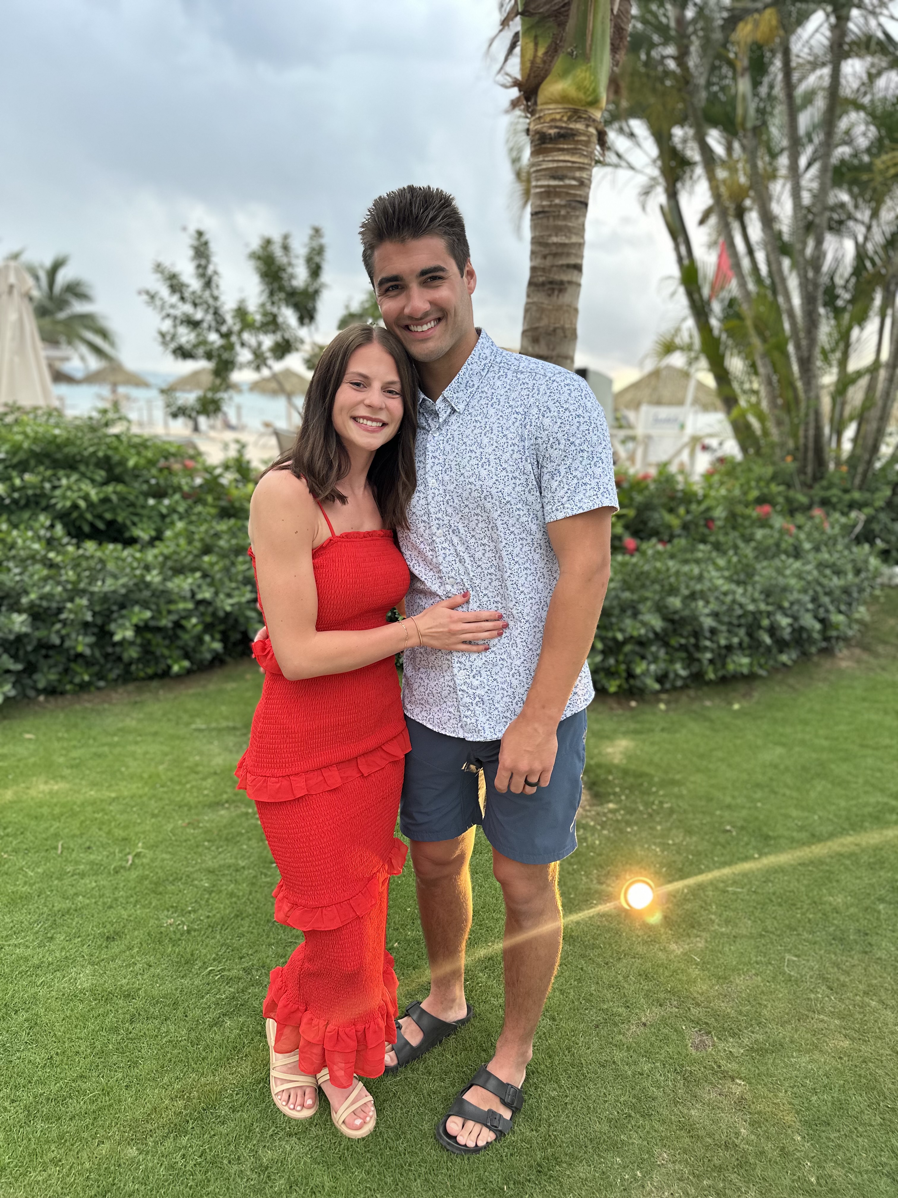 Sydney and her husband dressed up at the resort